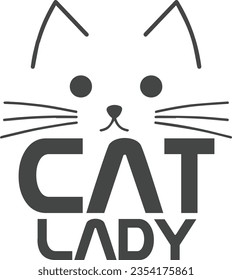 Cat Lady Vector T-Shirt Design color black 