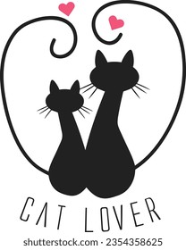 Cat Lady Vector T-Shirt Design color black