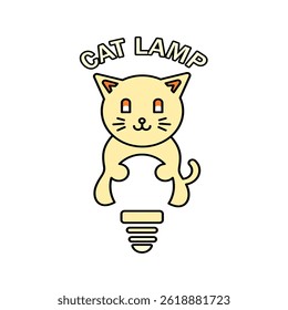 cat lamp with monoline art