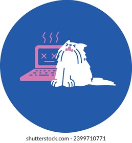 С portando gatos y portátiles se estrelló la ilustración plana para páginas de error o marcadores de posición