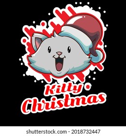 cat laughing singing kitty christmas santa kitten wo art best vector design illustration print poster