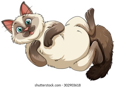 Cat laugning on the floor illustration