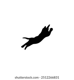 a cat is laying on a white background with a black silhouette
