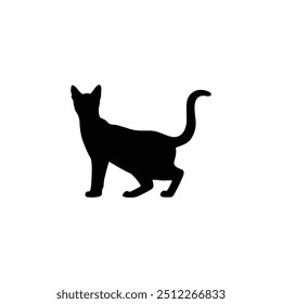 a cat is laying on a white background with a black silhouette
