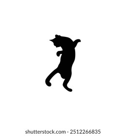 a cat is laying on a white background with a black silhouette
