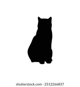 a cat is laying on a white background with a black silhouette
