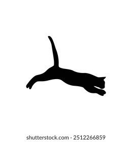 a cat is laying on a white background with a black silhouette
