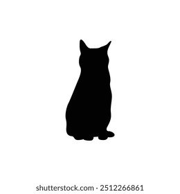 a cat is laying on a white background with a black silhouette
