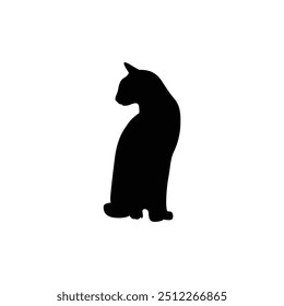 a cat is laying on a white background with a black silhouette
