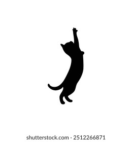 a cat is laying on a white background with a black silhouette
