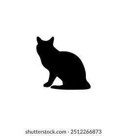 a cat is laying on a white background with a black silhouette
