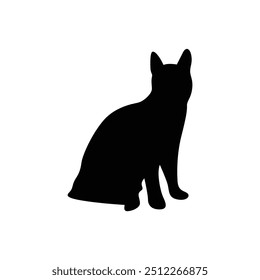 a cat is laying on a white background with a black silhouette
