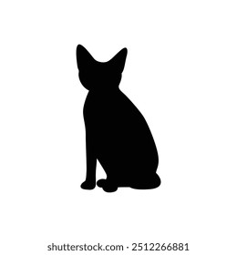 a cat is laying on a white background with a black silhouette
