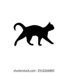 a cat is laying on a white background with a black silhouette
