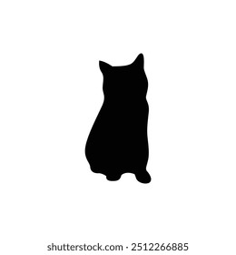 a cat is laying on a white background with a black silhouette
