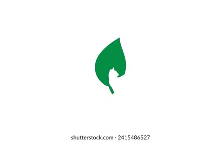 cat leaf logo, this logo is suitable for your business.