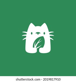 imagen del icono vectorial del logotipo del espacio negativo de la hoja de gato