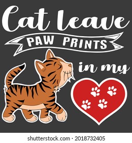 cat leave paw prints in my heart wo wide neck design vector illustration for use in design and print poster canvas