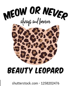 gato y leopardo, mijo o nunca eslogan para el diseño de impresión de camisetas y vectores.