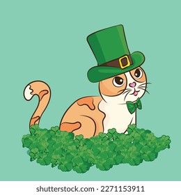 Cat in the Leprechaun hat. Poster St. Patrick s Day