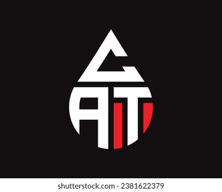 Diseño del logotipo de la forma de gota de agua de la letra CAT. Diseño simple del logotipo CAT drop.
