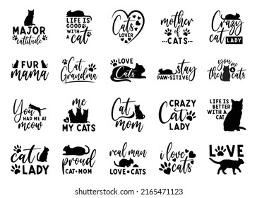 Cat Lettering Bundle Quotes Vector SVG