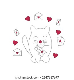 un gato con letras y corazones