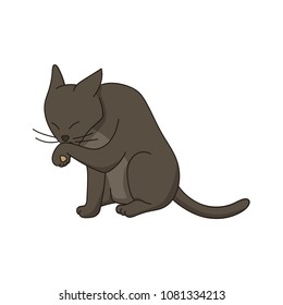 Cat Licking. Vector Illustration