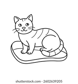 cat lies on a pillow vector silhouette  with while Background art
