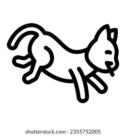 Cat lies on its side line icon, funny animals concept, kitty sprawled on its flank vector sign on white background, outline style icon for mobile concept and web design. Vector graphics