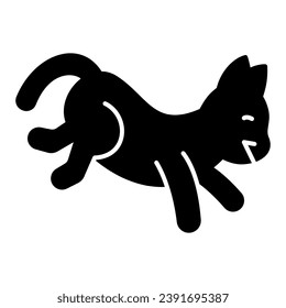 Cat lies on its side solid icon, funny animals concept, kitty sprawled on its flank vector sign on white background, glyph style icon for mobile concept and web design. Vector graphics