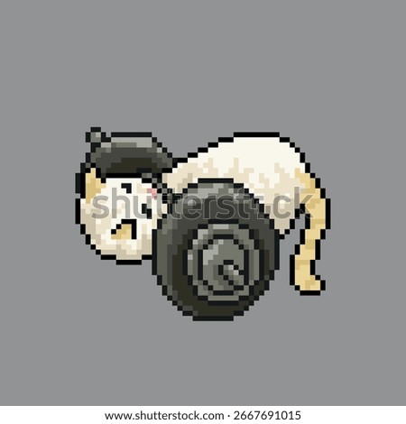 Cat lifting weights, pixel art meme