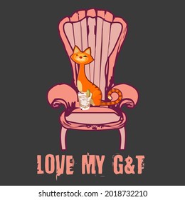 cat likes gin funny cat best unisex ri blend design vector illustration for use in design and print poster canvas