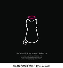 Cat line art with black background for your illustration. kitten silhouette vector