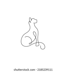 Cat line art design illustration template