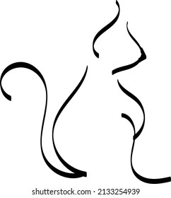 Cat Line Art Design for print or use as poster, card, flyer, Tattoo or T Shirt