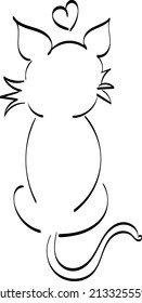 Cat Line Art Design for print or use as poster, card, flyer, Tattoo or T Shirt