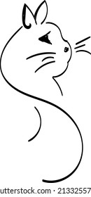 Diseño de arte de línea de gato para imprimir o usar como afiche, tarjeta, volante, tatuaje o camiseta
