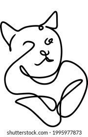 Cat Line Art flat illustration outline handwriting style, perfect for t-shirts, pillows, mugs, banners, posters, advertisements