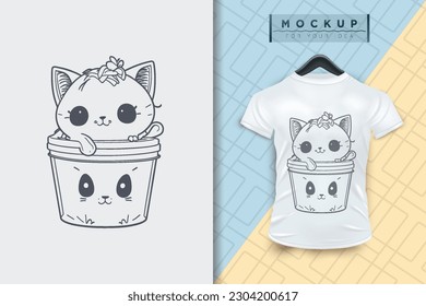 A cat line art flat illustration, vector mascot animal nature icon concept, isolated premium illustration for logo, sticker, t-shirt.
