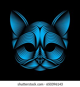 Cat line art illustration for t shirt, poster vector illustration