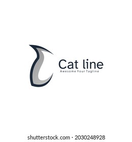 Cat line art logo animal