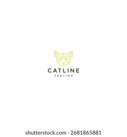 Cat line art logo vector design template