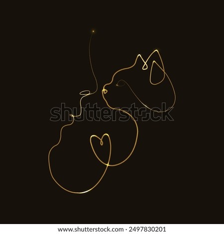 Cat Line Art, One Line Drawing, Heart Girl cat, Female Portrait, Pet Memorial Art, pet Love, Minimal Design,  Cat lover, Pet and woman, continuous line drawing of pet lover with cat. Animal lover. 
