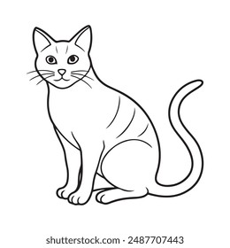 cat line art silhouette vector illustration isolated on a white background.