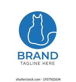Cat with line art style. Cat logo design. Animal logo for company and website