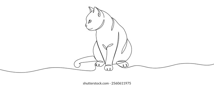 cat line art style vector with transparent background.