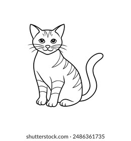 cat line art vector for the coloring book page