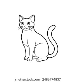 Vector de arte de línea de gato para colorear página
