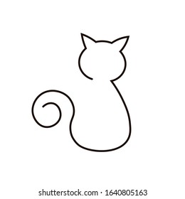 Cat, Line Art Vector Illustration
